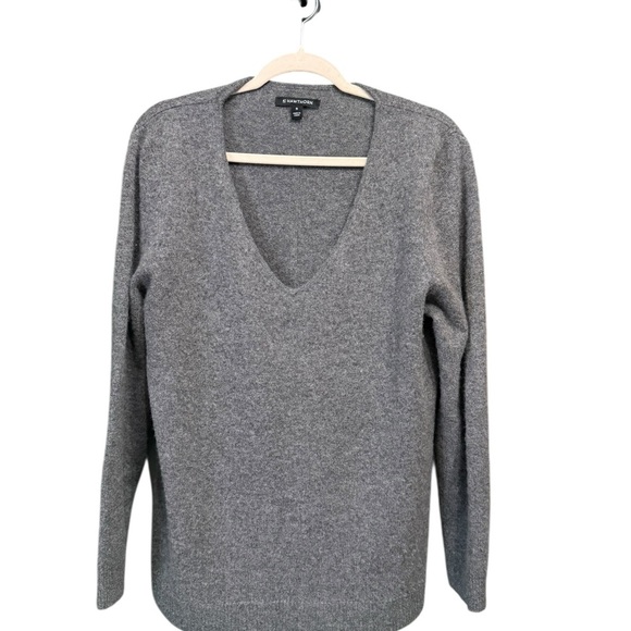 41 Hawthorn Charcoal V-Neck Women’s Cashmere Sweater XL - Picture 2 of 8